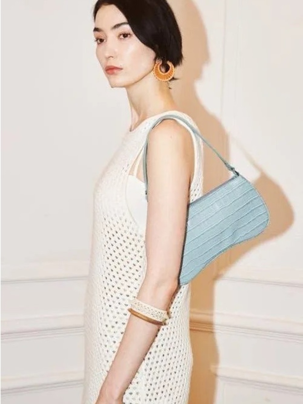 JW Pei Eva is Ice Croc Light Blue  Shoulder Bag - Sleek Everyday Tote